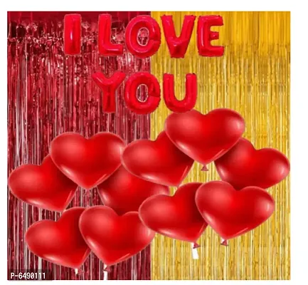 Decoration Items I Love You Foil Balloons For Decoration Kit Decorative Balloons For Birthday ,Anniversary ,Special Day Decoration - Pack Or Combo Of 2 -Red And Golden