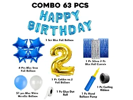 2Nd Birthday Decoration Items For Boys -63Pcs Blue and Silver Decoration - 2Nd Birthday Party Decorations, Birthday Decorations Kit-thumb1