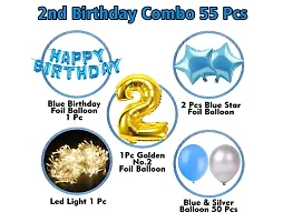 2Nd Birthday Decoration Items For Boys -55Pcs Blue Birthday Decoration With Fairy Light- 2Nd Birthday Party Decorations, Birthday Decorations-thumb1