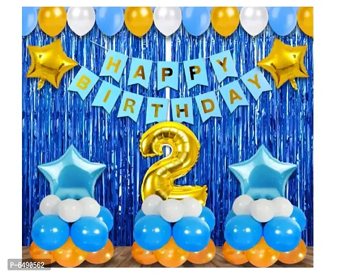 2Nd Birthday Decoration Items For Boys -38Pcs Blue Birthday Decoration - 2Nd Birthday Party Decorations, Birthday Decorations Kit For Boys