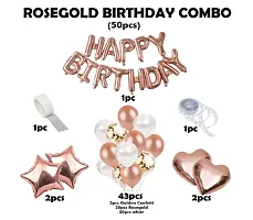 Apply Birthday Foil Balloon Decoration Set -50Pcs Balloon Garland Kit- Alphabet Rose Gold Balloons, Metallic Balloons, Confetti Balloons, Heart and Star Foil Balloons For Birthday Decoration-thumb1