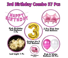 3Rd Birthday Decoration Items For Girls With Fairy Lights - 57Pcs Third Birthday Decoration-thumb1