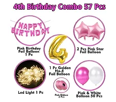 4Th Birthday Decoration Items For Girls With Fairy Light - 57Pcs Fourth Birthday Decoration - 4Th Birthday Party Decorations, Birthday Decorations Kit-thumb1