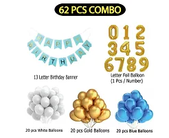 6 Year Decoration Kit For Boy And Girl Happy-Birthday 62 Pcs Combo Items 20 Golden, 20 White 20 Blue Balloons And 13 Letter Happy Birthday Banner And 6 Letter Golden Foil Balloon-thumb1