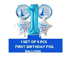 Baby Boy 1St Birthday Theme Decorations Kit Combo (47 Pcs ) Blue Bday Banner, One Number Foil Balloon Set, Glue Dot and 40 Pcs Metallic Balloons-thumb2