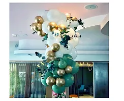 Birthday Decoration Kit 120 Pcs Combo - Gold Birthday Banner + 98 Pc Green White Metallic Balloons + 20 Gold Chrome Balloons With Balloon Pump-thumb2