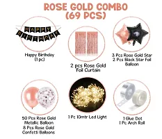 Rose Gold Birthday Decorations Items With Led Lights-69Pcshappy Bday Confetti Balloons, Black Banner, Foil Curtain Star Foil Balloons For Celebration/Balloon Item Kit Combo-thumb1