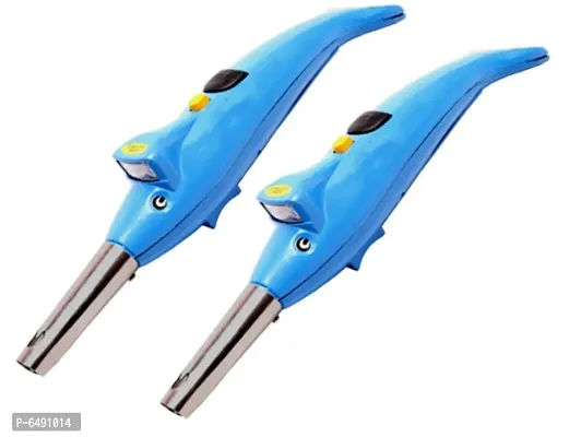Useful Combo Of Pack Of 2 Electric Dolphine Spark Gas Lighter With LED Torch-thumb0