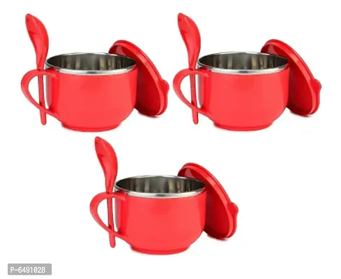 Useful Maggi Noodles And Soup Bowl With Spoon Soup Bowl 3 Pieces-thumb0