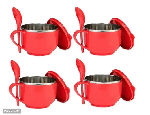 Useful Maggi Noodles And Soup Bowl With Spoon Soup Bowl 4 Pieces-thumb0