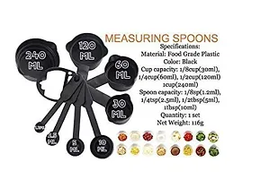 Useful Black Measuring Cups And Spoons Set, Silicone Spatula And Brush Set- 8 Pieces-thumb1