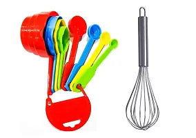 8 Pc Measuring Cups( Multi Colour) +2Pcs Silicone Spatula Brush and Whisk ( Steel )-thumb2