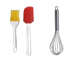 8 Pc Measuring Cups( Multi Colour) +2Pcs Silicone Spatula Brush and Whisk ( Steel )-thumb1