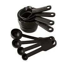 8 Pcs Measuring Cups And Spoons Set ( Black ) , Silicone Spatula And Brush Set-thumb2