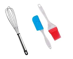 8 Pcs Black Measuring Cups And Spoons Set ( Black ) , Silicone Spatula And Brush Set+ Whisk ( Steel) , Hand Blender-thumb2