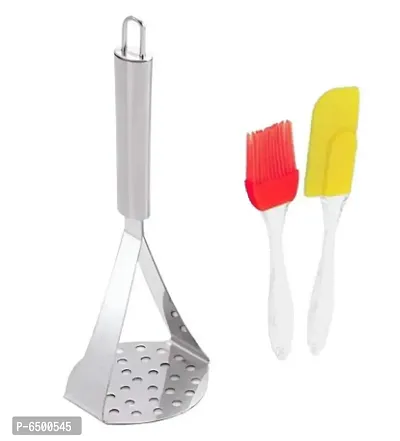 1 Potato Masher And Silicone Spetula and Oil Brush ( Set Of 2 )-thumb0