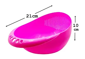 Rice Bowl Strainer Vegetable Washing Basket and Silicon Spatula with Brush Combo of 2-thumb1