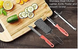 Kitchen Combo Set of Gas Lighter 2Knife   steal Peeler-thumb1