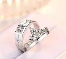 JSS MART PRESENT Delicate Rings For Women Crystal Silver Plated Heart Design Adjustable Silver Ring Finger Couple Ring For Women Girls Men Boys Rings Wife Girlfriend Valentine Love Gifts-thumb1