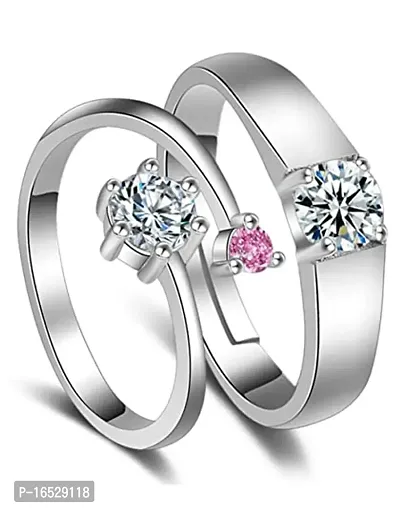 JSS MART PRESENT Delicate Rings For Women Crystal Silver Plated Heart Design Adjustable Silver Ring Finger Couple Ring For Women Girls Men Boys Rings Wife Girlfriend Valentine Love Gifts