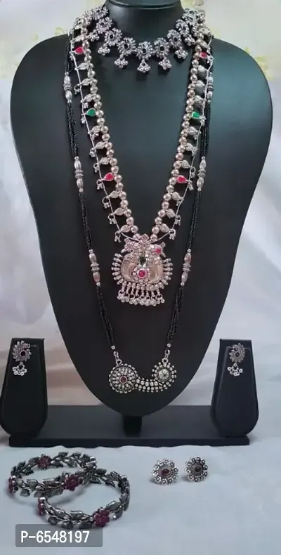 Elite Alloy Oxidized Silver Jewellery Sets For Women