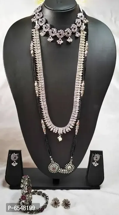 Elite Alloy Oxidized Silver Jewellery Sets For Women