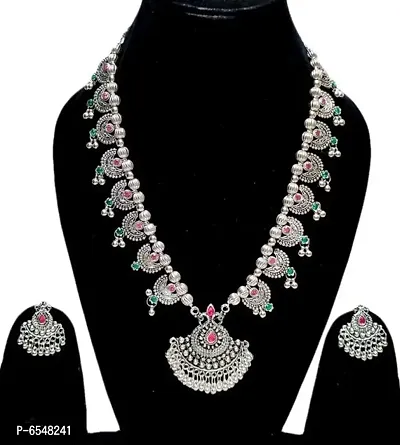 Stylish Alloy Oxidized Silver Jewellery Sets For Women-thumb0