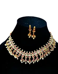 Golden Alloy Bridal Necklace Set Combo for Women-thumb3