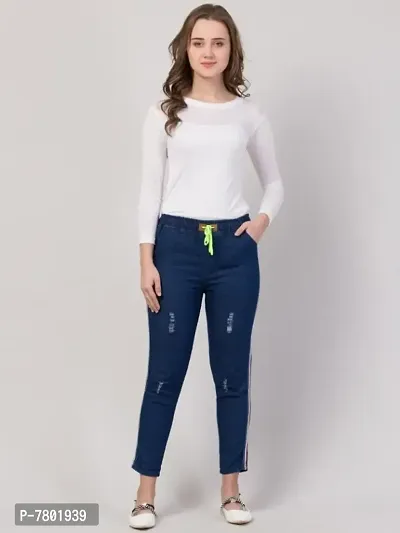 Premium Quality for Women  Girls |  Knee Slit Washed Dark Blue Jogger Jeans