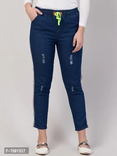 Blue Denim Lycra Side Stripe Jeans   Jeggings For Women-thumb4