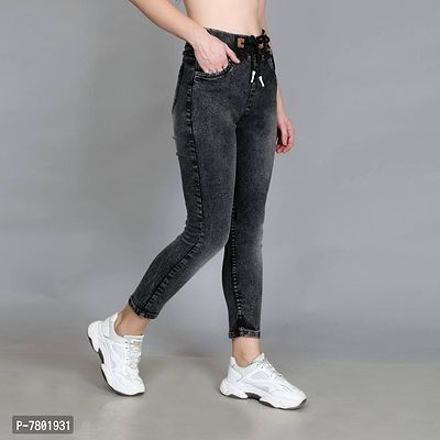 Stylish Quality for Women  Girls |  Washed Blue Jogger Jeans-thumb3
