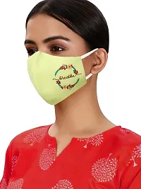 MASQ By Q-One 4 Layer Washable, Reusable, Size Adjustable, Anti-Bacterial (BFE gt;99%) Embroidered Cotton Cloth Face Mask Combo for Women, Girls with Ear Adjusters  1 Detachable Chain (Pack of 3)-thumb1