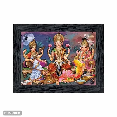 pnf Diwali Puja (laxmiji, Ganeshji,Saraswatiji) Religious Wood Photo Frames with Acrylic Sheet (Glass) for Worship/Pooja(photoframe,Multicolour,6x8inch) 20320