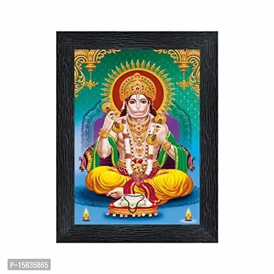 pnf Hanuman Religious Wood Photo Frames with Acrylic Sheet (Glass) for Worship/Pooja(photoframe,Multicolour,6x8inch)-20749