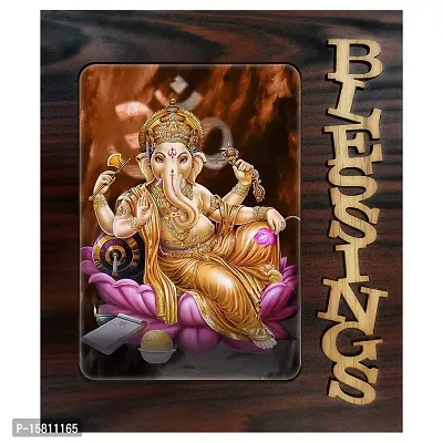 PnF Blessings Hand Crafted Wooden Table with Photo of Ganeshji 20068