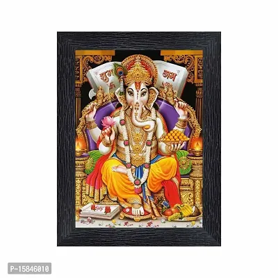 pnf Ganeshji Religious Wood Photo Frames with Acrylic Sheet (Glass) for Worship/Pooja(photoframe,Multicolour,6x8inch)-20374