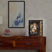 Blessings Hand Crafted Wooden Table with Photo of Radha Krishna 20194-thumb1