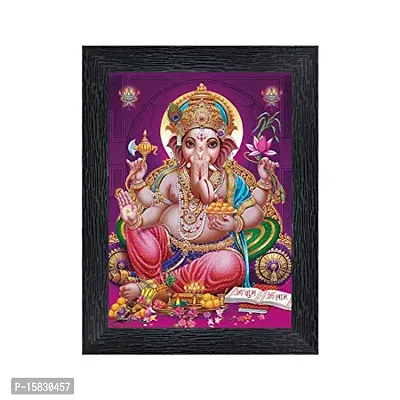 PnF Ganeshji Religious Wood Photo Frames with Acrylic Sheet (Glass) for Worship/Pooja(photoframe,Multicolour,8x6inch)-20623