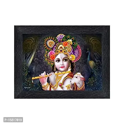 PnF Bal Krishna (Baby) Religious Wood Photo Frames with Acrylic Sheet (Glass) for Worship/Pooja(photoframe,Multicolour,8x6inch)-14624-