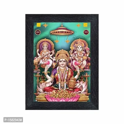 pnf Diwali Puja (laxmiji, Ganeshji,Saraswatiji) Religious Wood Photo Frames with Acrylic Sheet (Glass) for Worship/Pooja(photoframe,Multicolour,6x8inch) 20000-thumb0