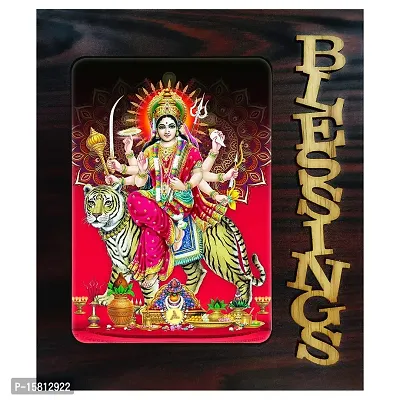 PnF Blessings Hand Crafted Wooden Table with Photo of Maa Durga 20646