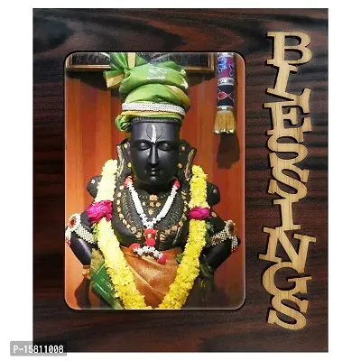 Generic PnF Blessings Hand Crafted Wooden Table with Photo of God vitthal 20458,Multicolour, Medium