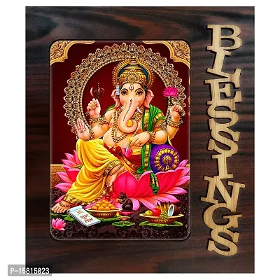 PnF Blessings Hand Crafted Wooden Table with Photo of Ganeshji 20110