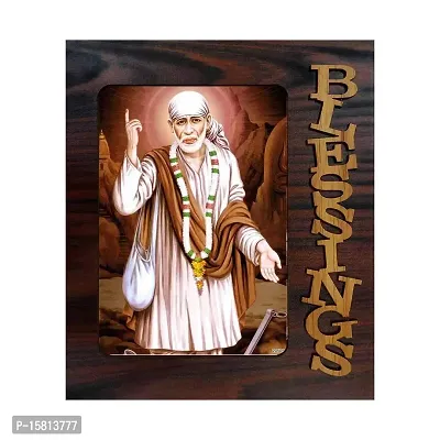 pnf Sai Baba Religious Wood Photo FPnF Rames with Acrylic Sheet (Glass) for Worship/Pooja(photofPnF Rame,Multicolour,8x6inch) 20505-thumb0