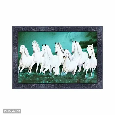 pnf Vastu Seven (7) Horse Frames Wood Photo Frames with Acrylic Sheet (Glass) 13481-(10 * 14inch,Multicolour,Synthetic)
