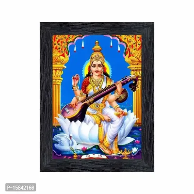 pnf Saraswati Religious Wood Photo Frames with Acrylic Sheet (Glass) for Worship/Pooja(photoframe,Multicolour,6x8inch)-22407