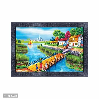 pnf Landscape hand painting scenery art Wood Frames with Acrylic Sheet (Glass) 12420-(10 * 14inch,Multicolour,Synthetic)
