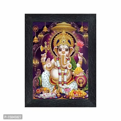pnf Ganeshji Religious Wood Photo Frames with Acrylic Sheet (Glass) for Worship/Pooja(photoframe,Multicolour,6x8inch)-4877