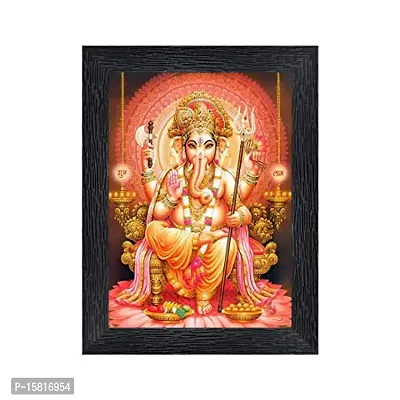 PnF Ganeshji Religious Wood Photo Frames with Acrylic Sheet (Glass) for Worship/Pooja(photoframe,Multicolour,8x6inch)-22356