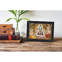 Generic Bhole Nath parivar (Maa Parvati, Ganesh, Kartikey and Shiv Shankar) Religious Wood Photo Frames(photoframe,Multicolour,8x6inch)-13467, Medium (PNF-13467-photoframe-5x7)-thumb1
